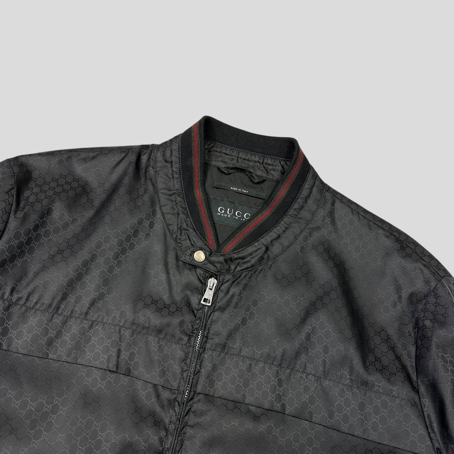 Gucci 2012 Nylon Monogram GG Web Logo Bomber Jacket - IT52 (L)