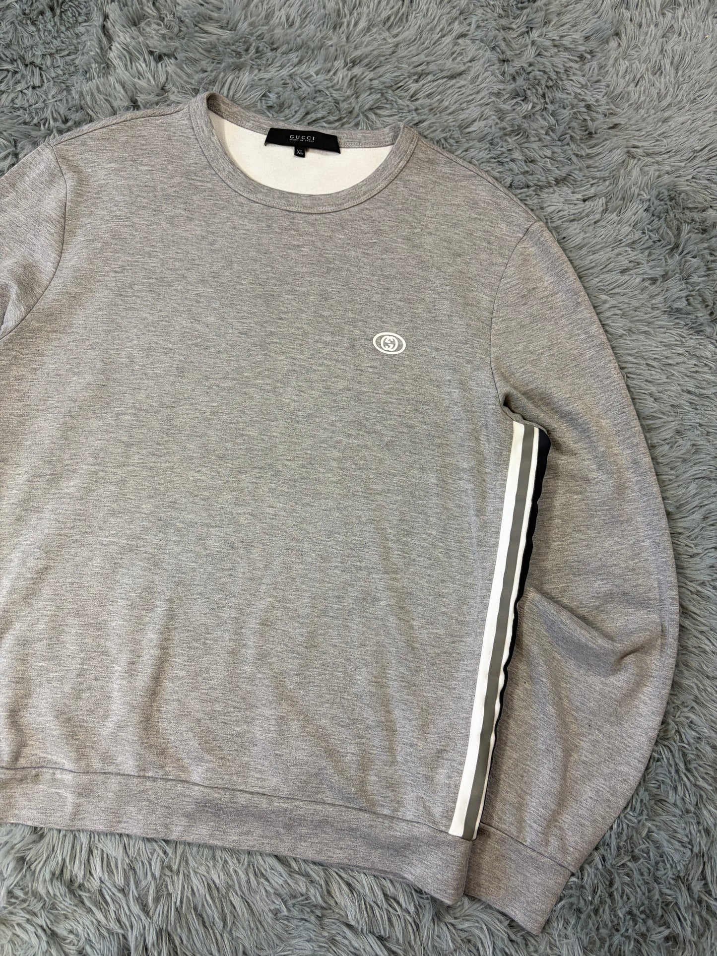 Gucci 2010s Striped Seam Tape GG Logo Sweatshirt - M/L