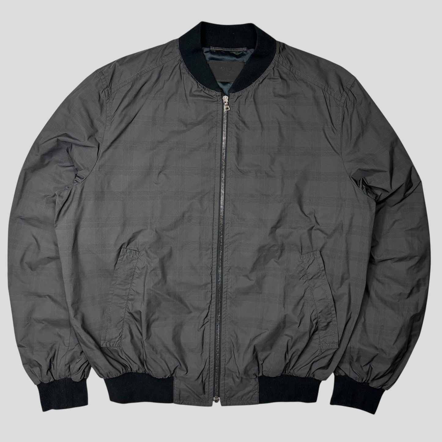Prada Milano 2010 Shadow Plaid Nylon Bomber Jacket - IT54 (L)
