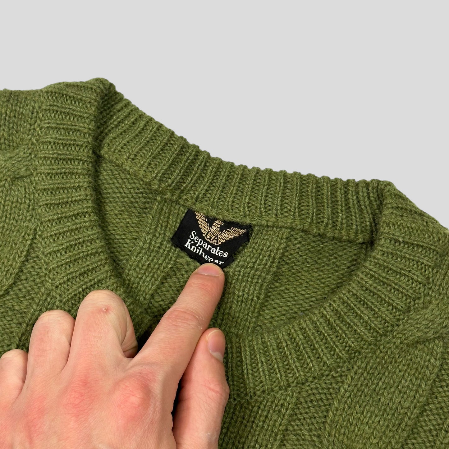 Giorgio Armani 80’s Seperates Knitwear Thick Wool 3D Cable Knit - M