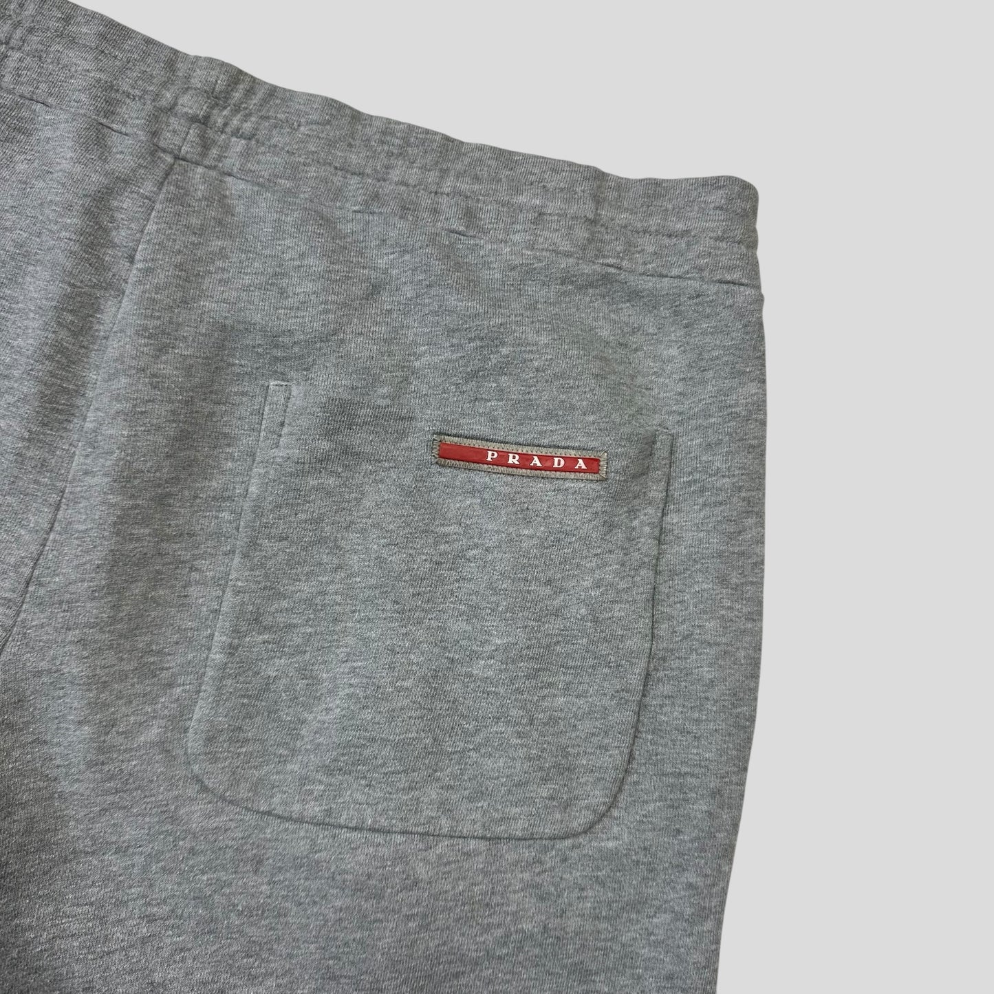 Prada Milano 2015 Red Tab Baggy Grey Cotton Shorts - L