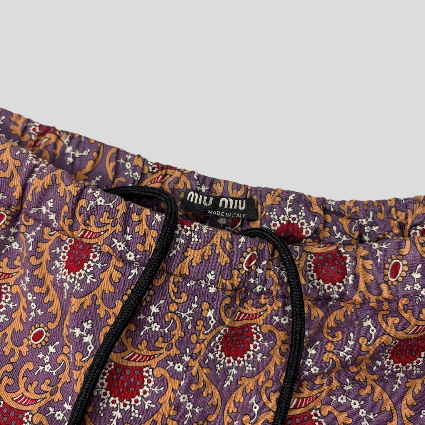 Miu Miu 00’s Baroque Paisley Print Cotton Swim Shorts - IT52