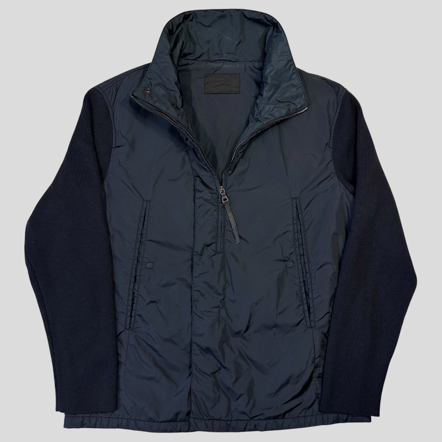 Prada Milano 2001 Asymetric Hybrid Wool and Nylon Jacket - L/XL
