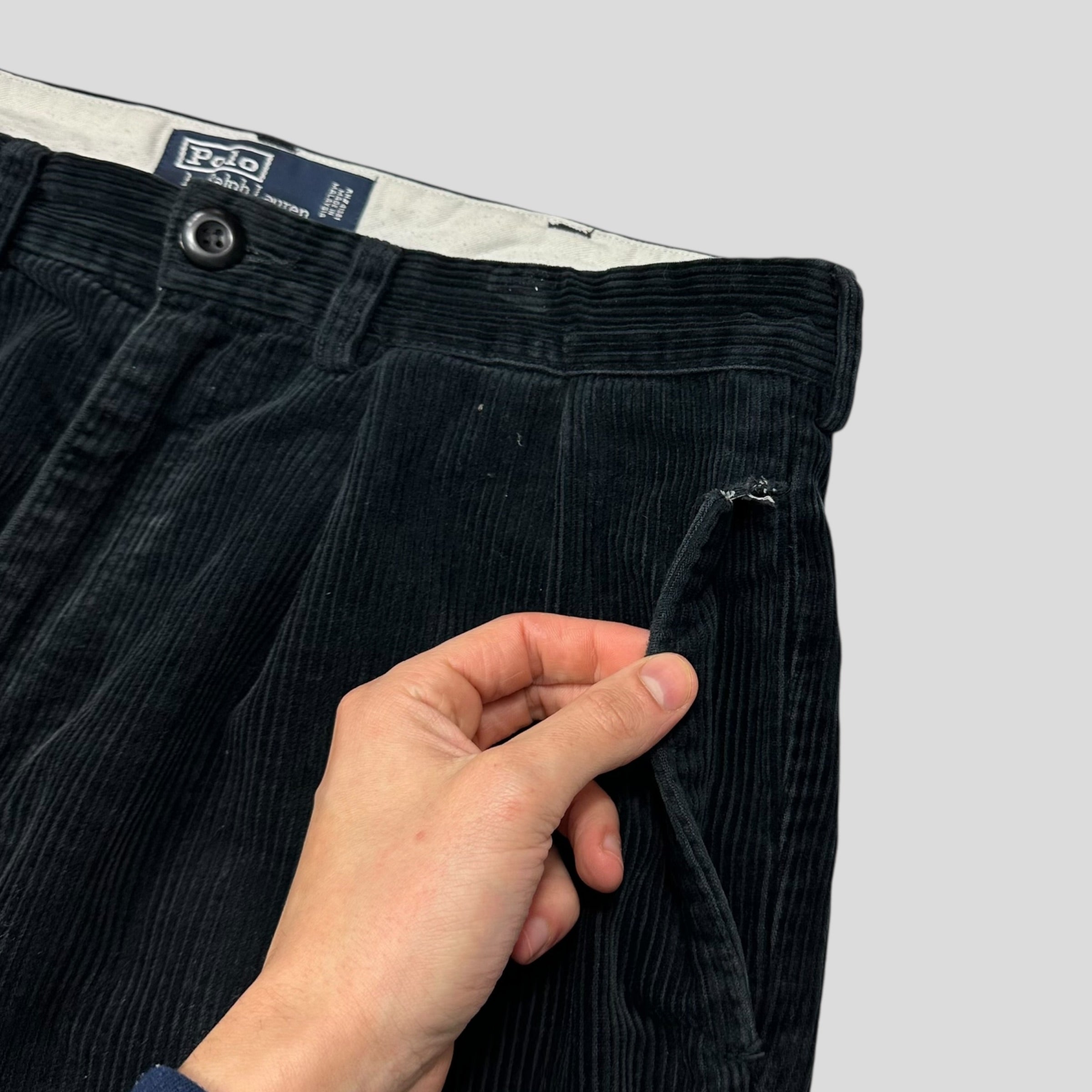【90s】 POLO andrew corduroy pants BLACK Ralph Lauren 90's Polo Jumbo Corduroy Baggy Andrew Trousers - 34