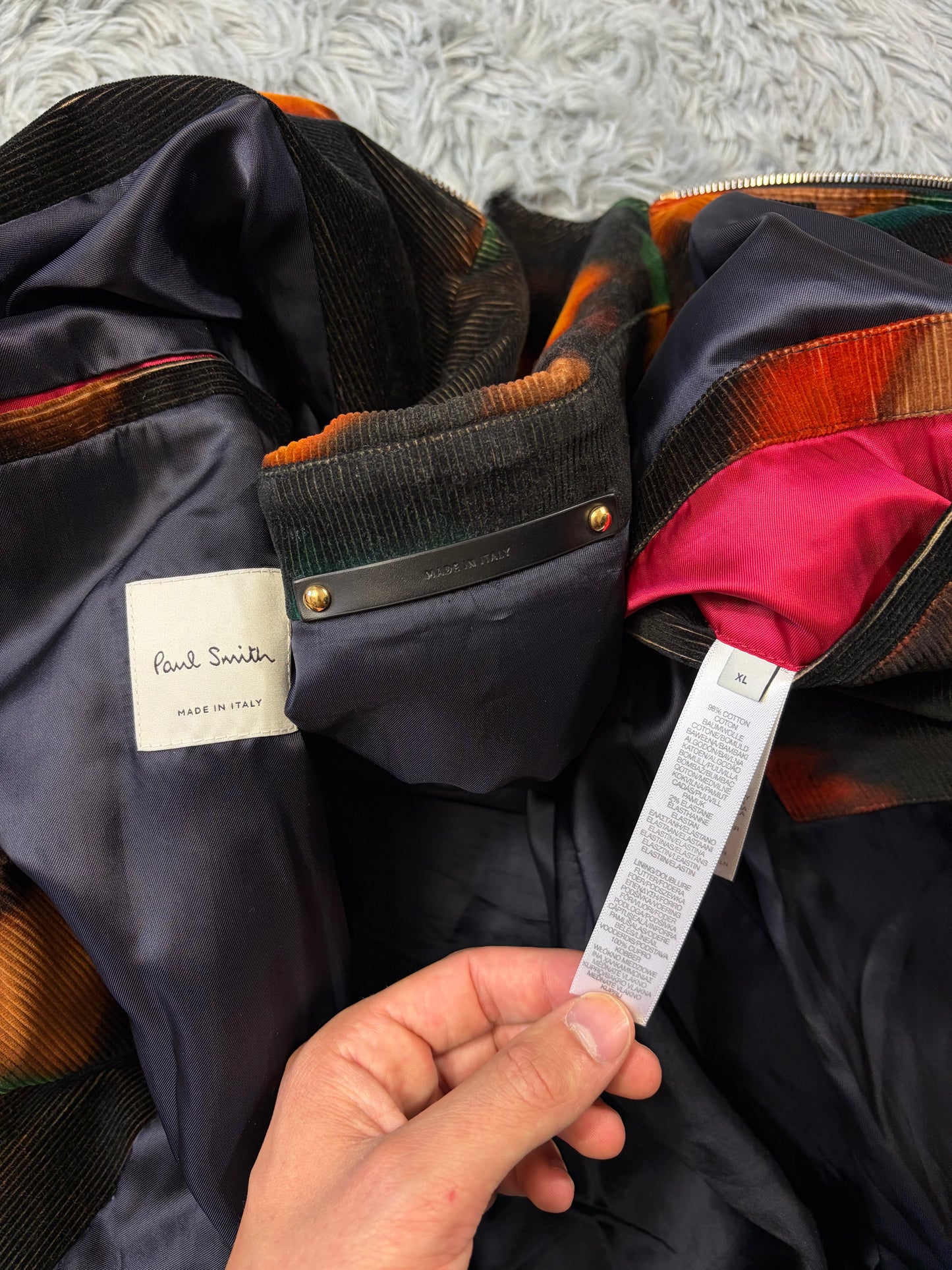 Paul Smith SS22 Lenticular Ink Print Corduroy Blouson Jacket - L