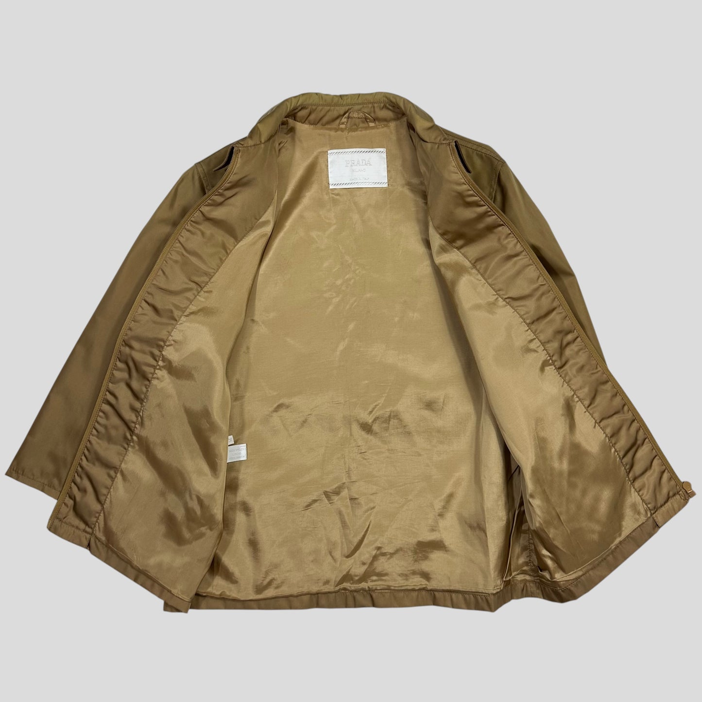 Prada Milano 90’s Gold Nylon Rayon Lined Zip Jacket - M