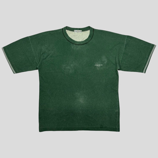 Stone Island 1989 Marina Stripe Washed Green Logo T-shirt - M (L)