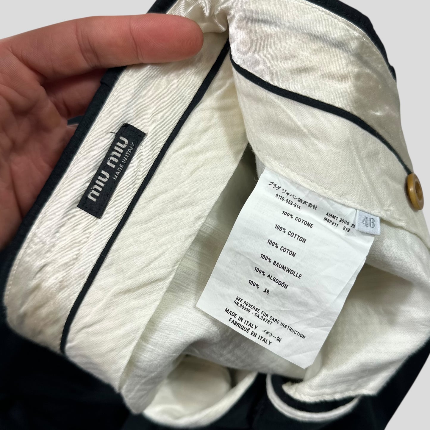 Miu Miu 2006 Minimalist Black Cotton Smart Trousers - IT48 (M)