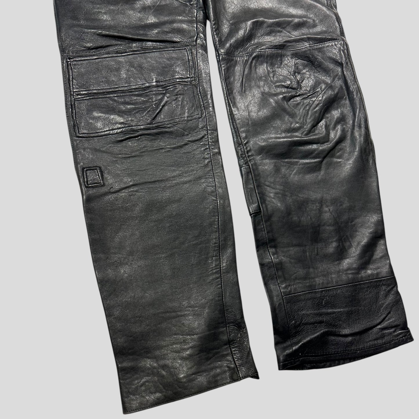 Gianni Versace 1980’s Leather Moto Biker Trousers - IT48 (32)