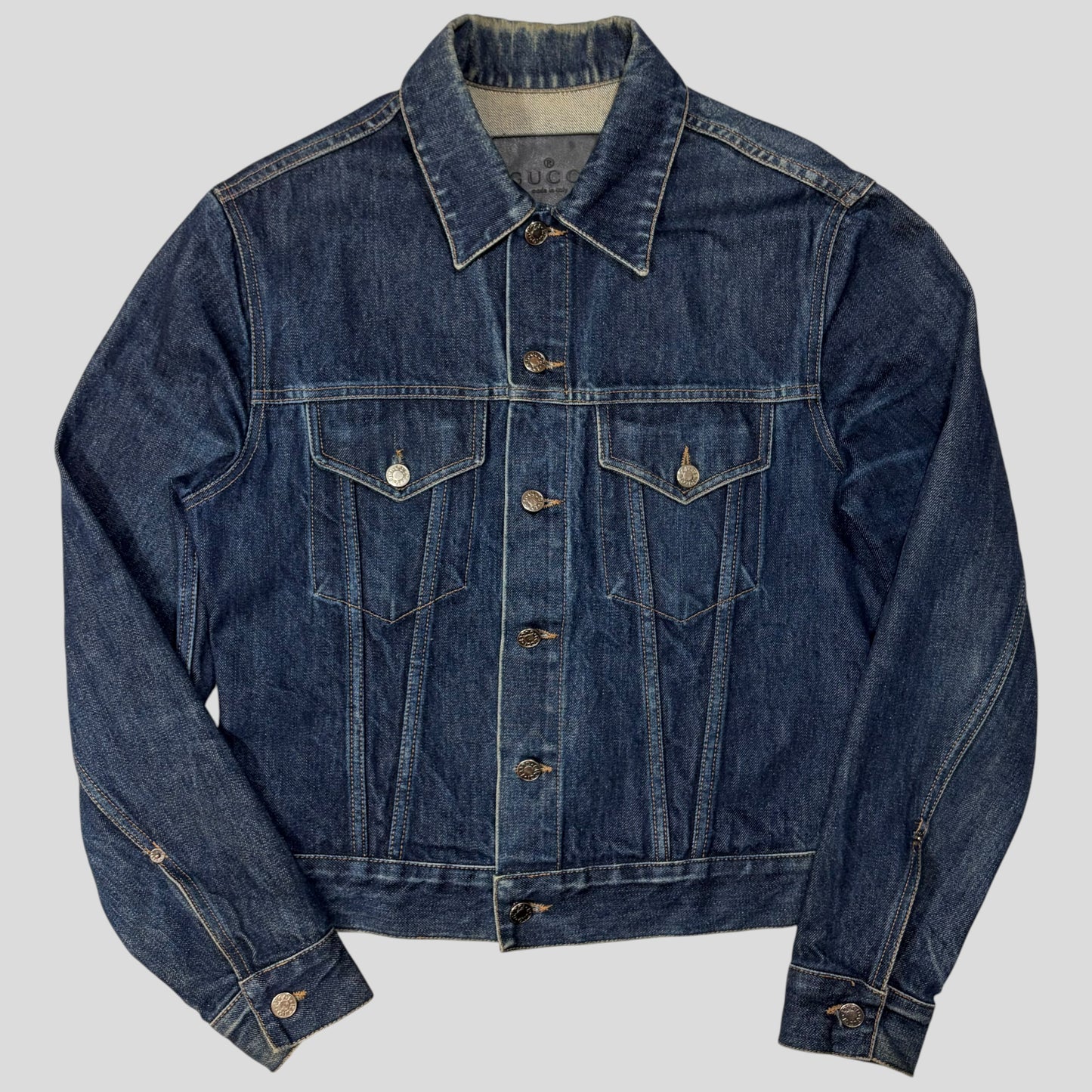Gucci by Tom Ford 00’s Web Stripe Boxy Denim Mens Jacket - IT46