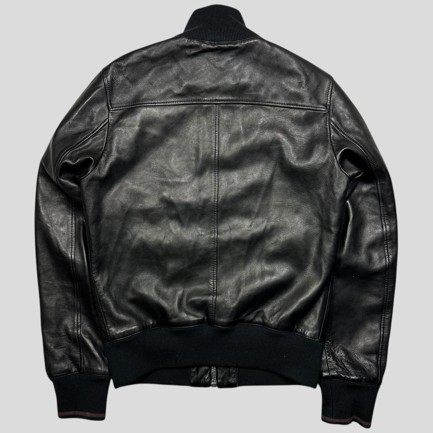 Gucci Nappa Leather Logo Web Bomber Jacket - IT46 (S)