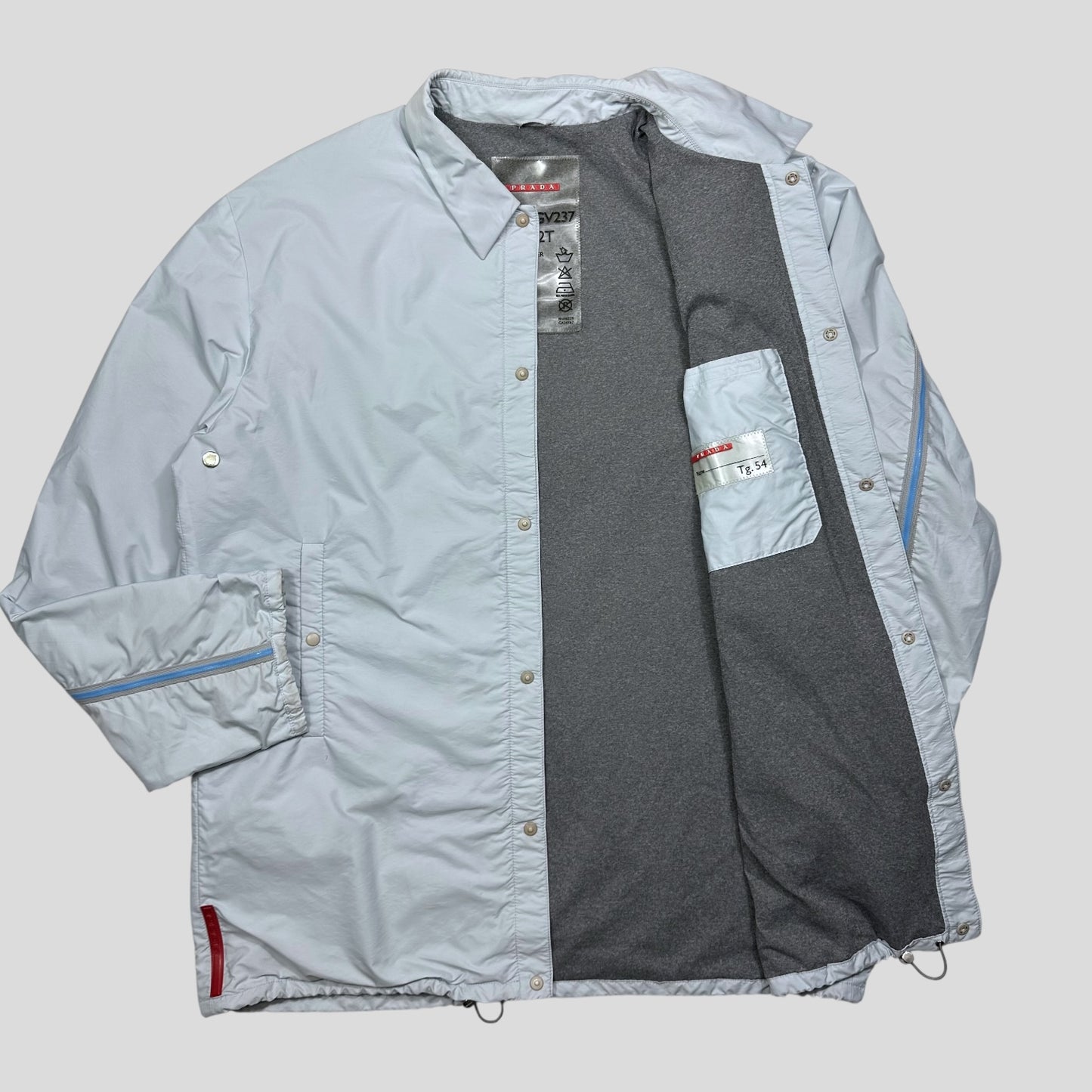 Prada Sport SS00 Gel Seam Baby Blue Nylon Coach Jacket - IT54 (XL)