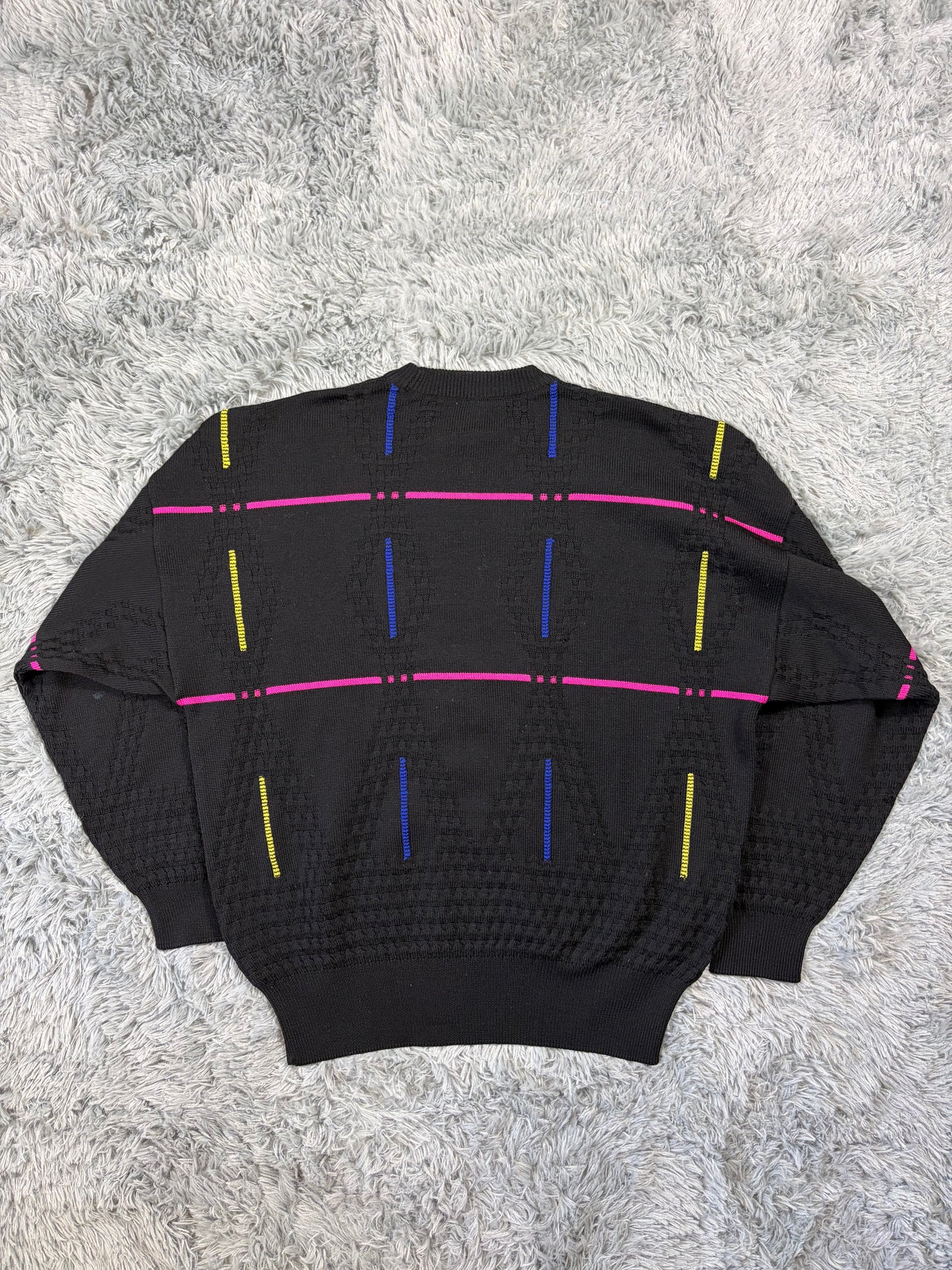 Gianni Versace 1991 Lines & Diamonds Geometric Heavy Knit - M/L
