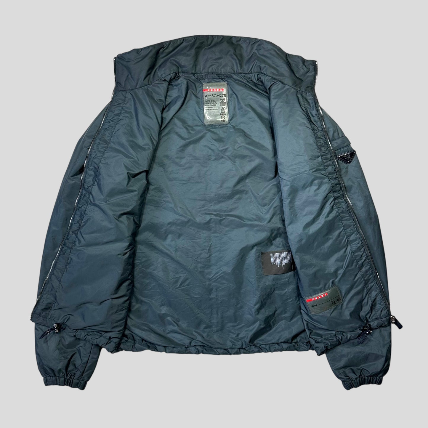 Prada Milano 2014 Metallic Blue Padded Windbreaker - IT46 (S/M)