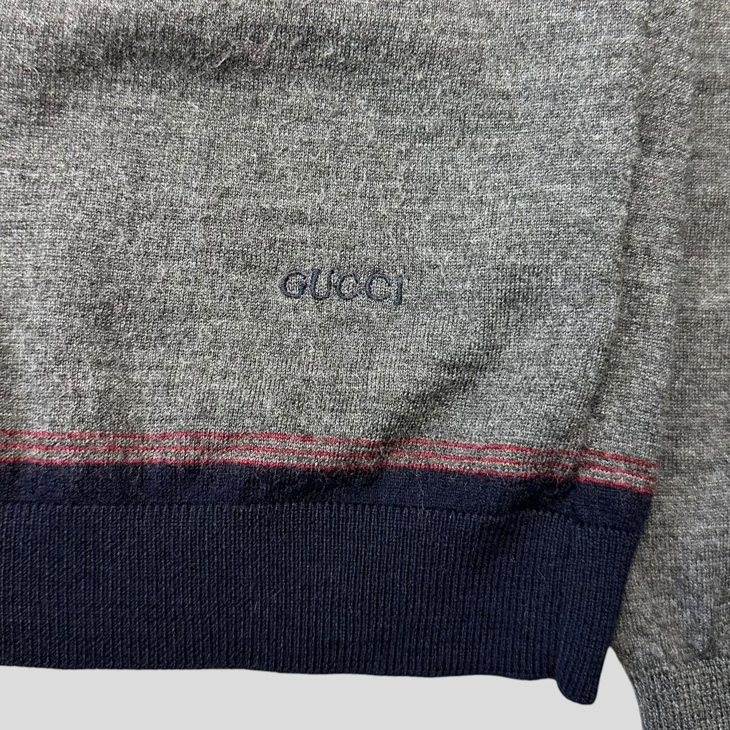 Gucci by Tom Ford 00’s Embroidered Logo Light Wool Knit - S