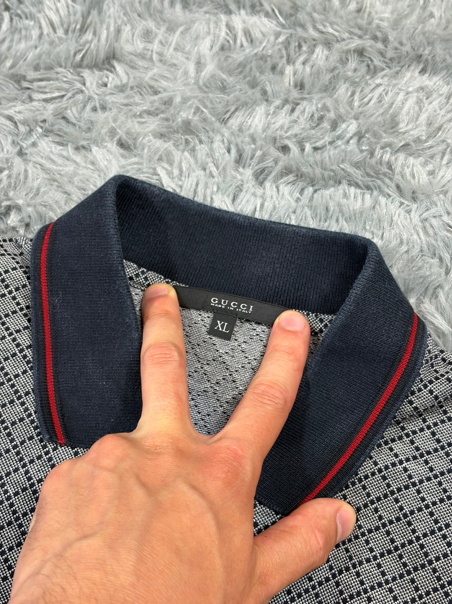 Gucci 2011 Cross Monogram Web Stripe Polo Shirt - L