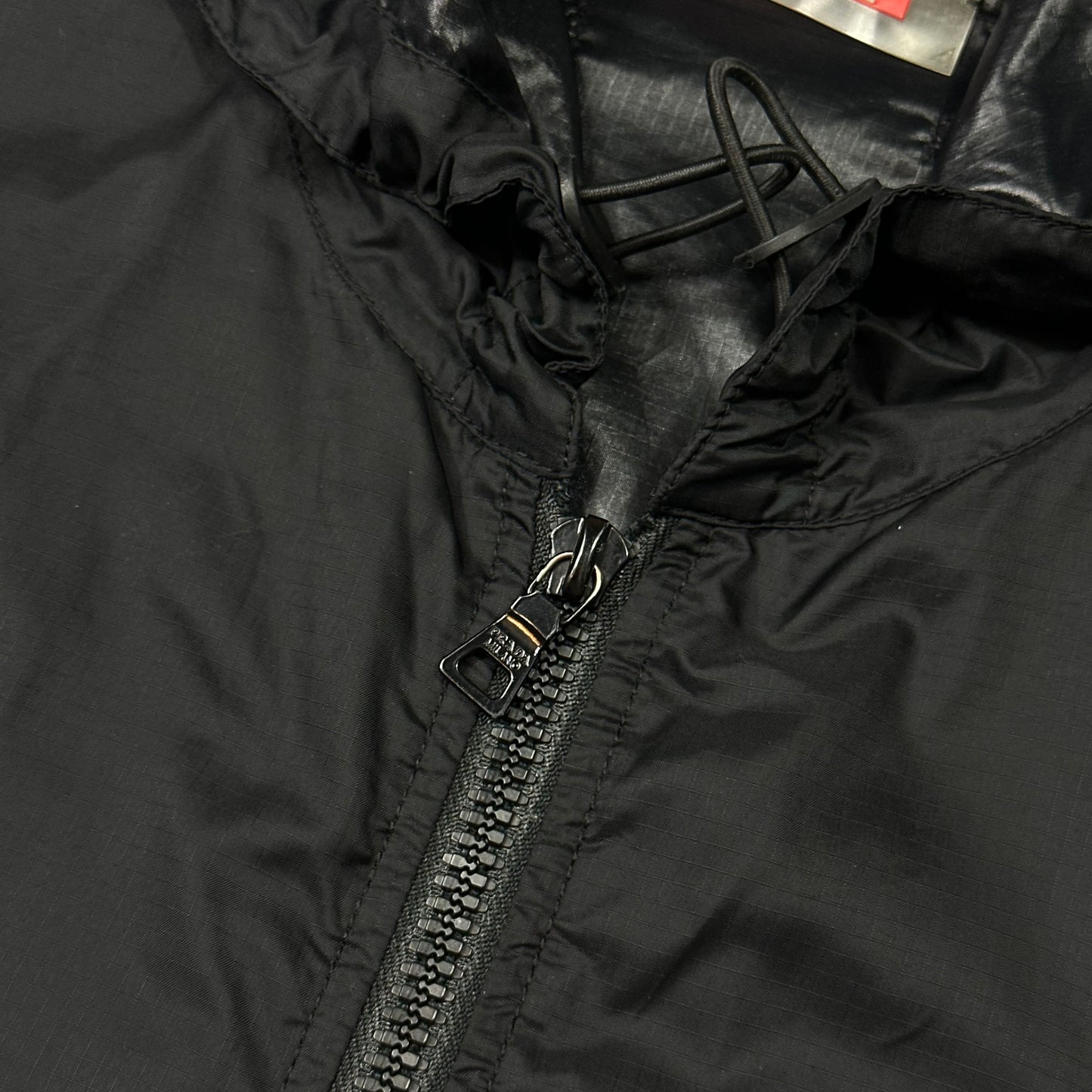 Prada Sport 2007 Nylon Ripstop Carbon Chest Logo Windbreaker Jacket - M