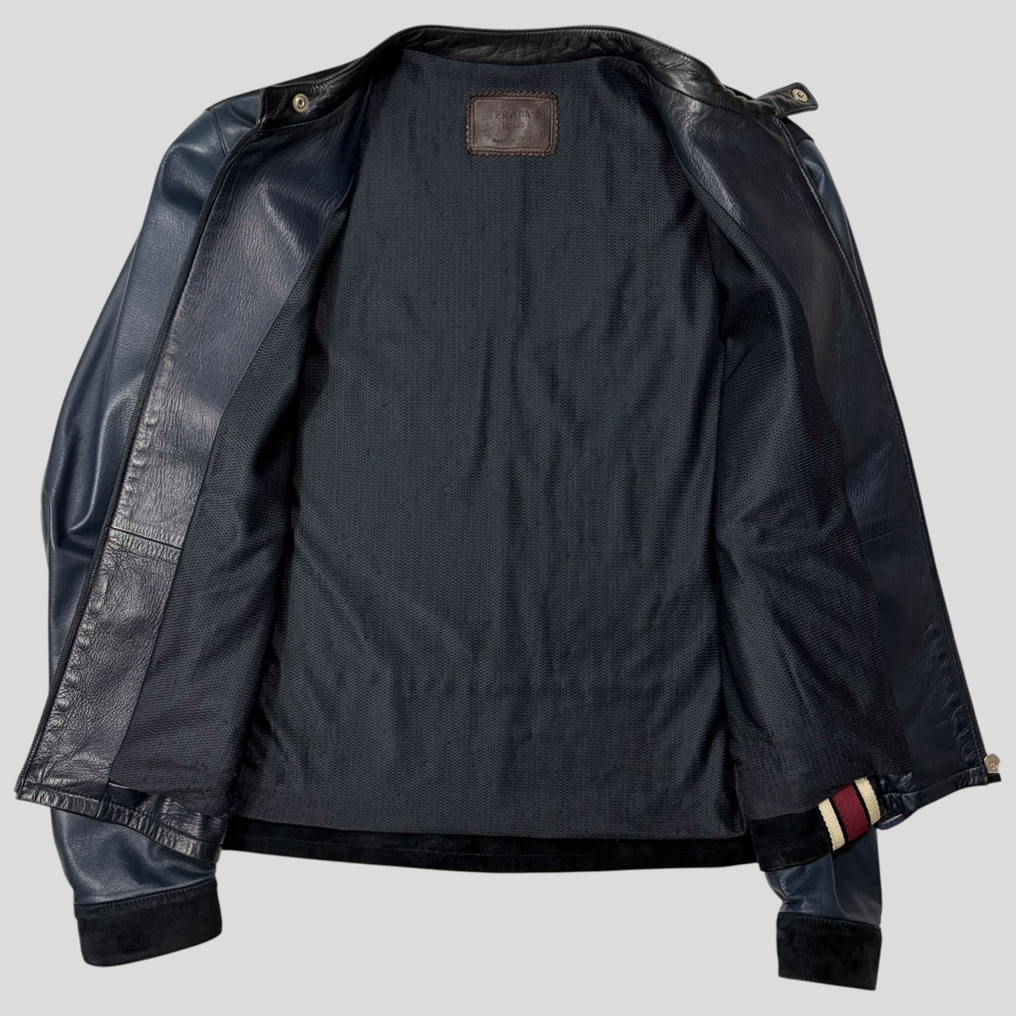 Prada Milano SS00 Runway Leather Racer Moto Jacket - S