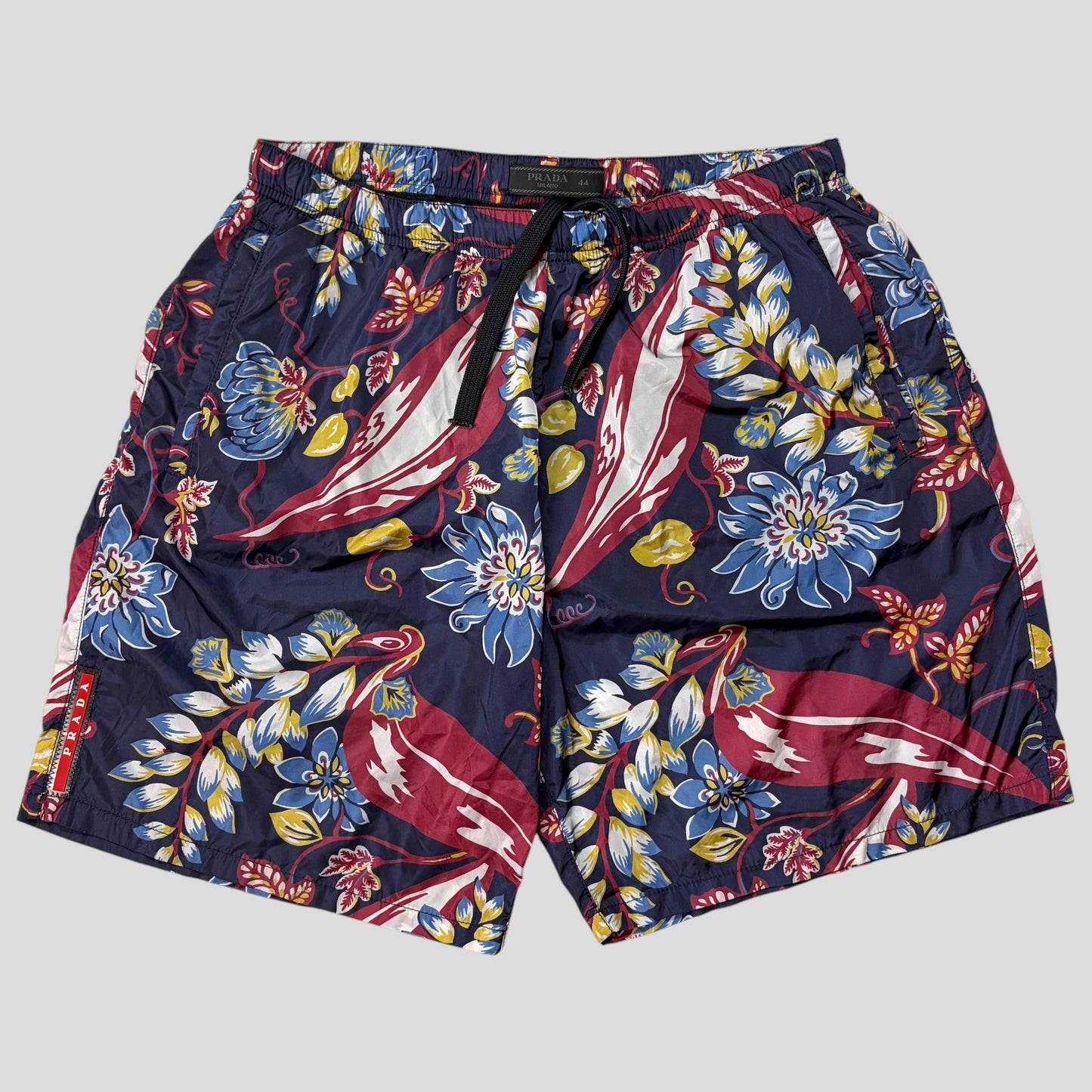 Prada 2014 Floral Nylon Red Tab Logo Shorts + Bag - IT44