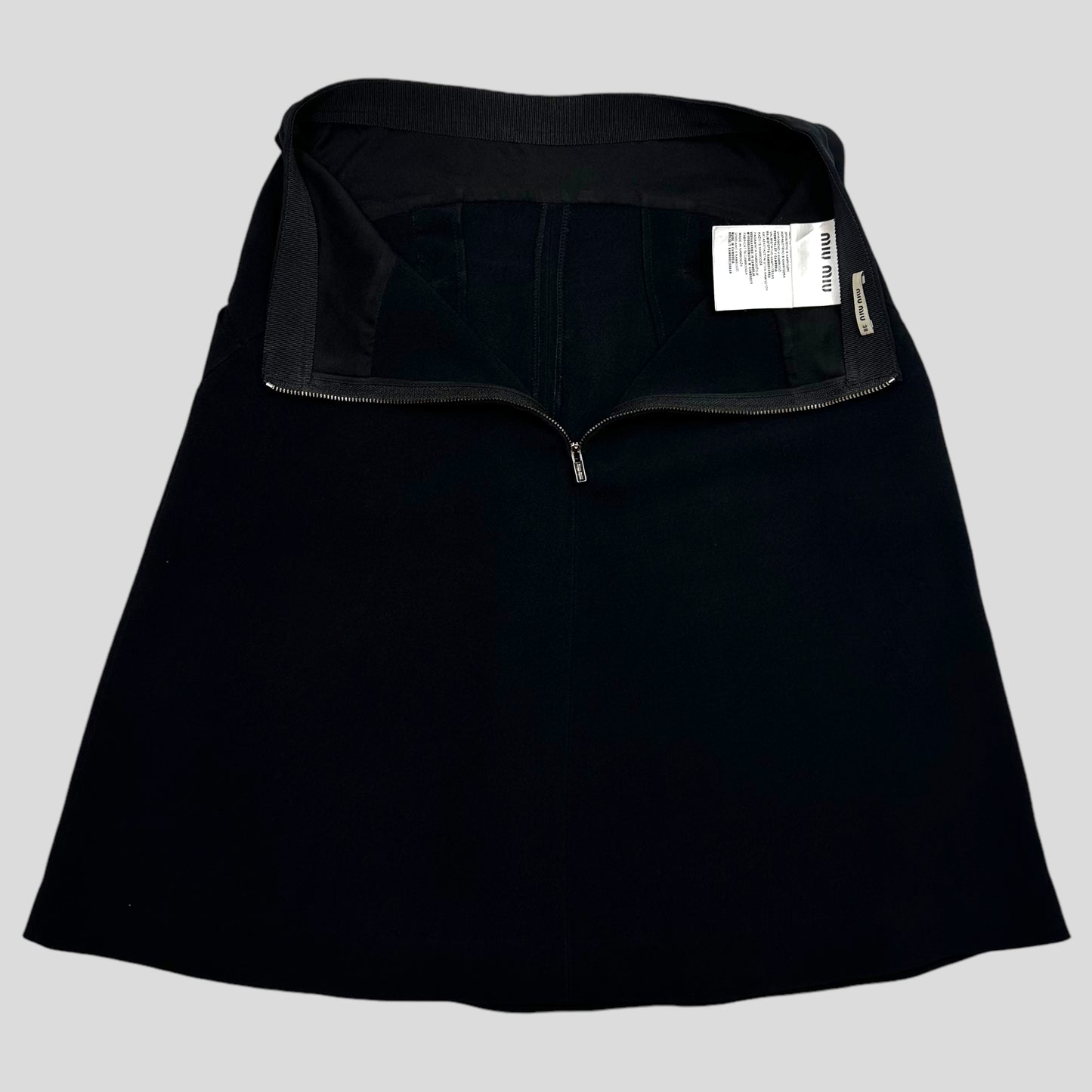 Miu Miu 2014 Black Acetate Pocket Skirt - IT38