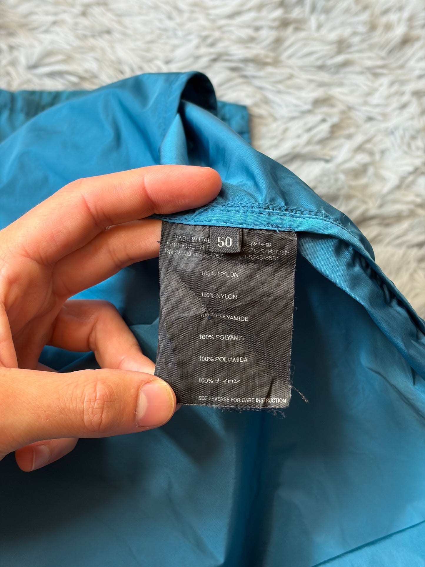 Prada Milano 00’s Teal and Mint Nylon Panelled Nylon Jacket - M