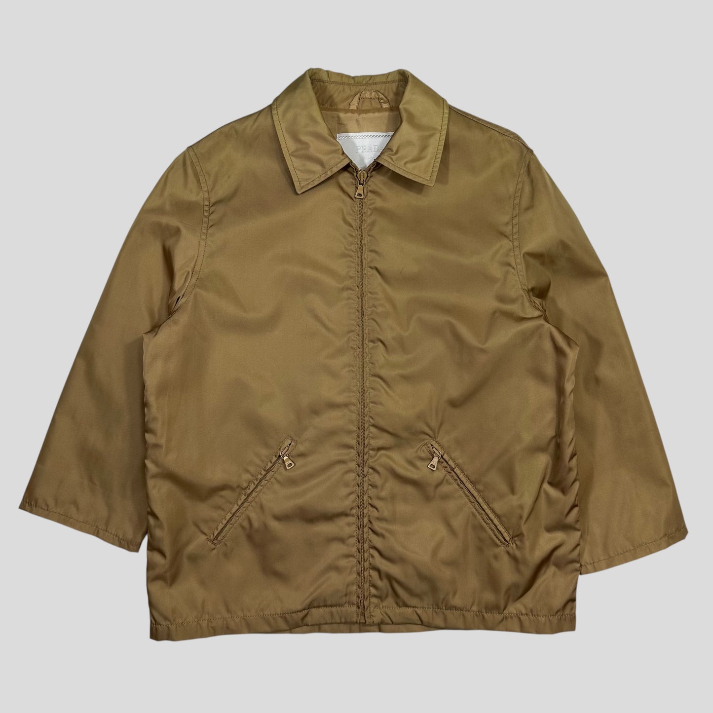 Prada Milano 90’s Gold Nylon Rayon Lined Zip Jacket - M