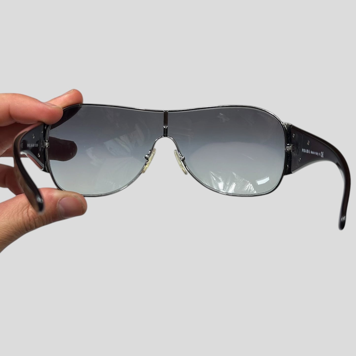 Prada Milano 00’s Triangle Logo Gradient Shield Sunglasses