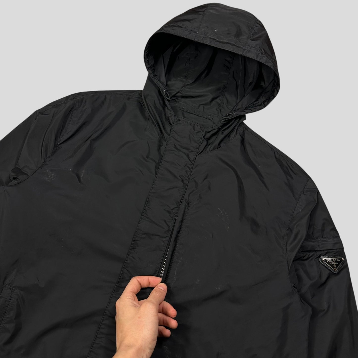 Prada Milano 2017 Triangle Plaque Logo Nylon Windbreaker Jacket - IT50