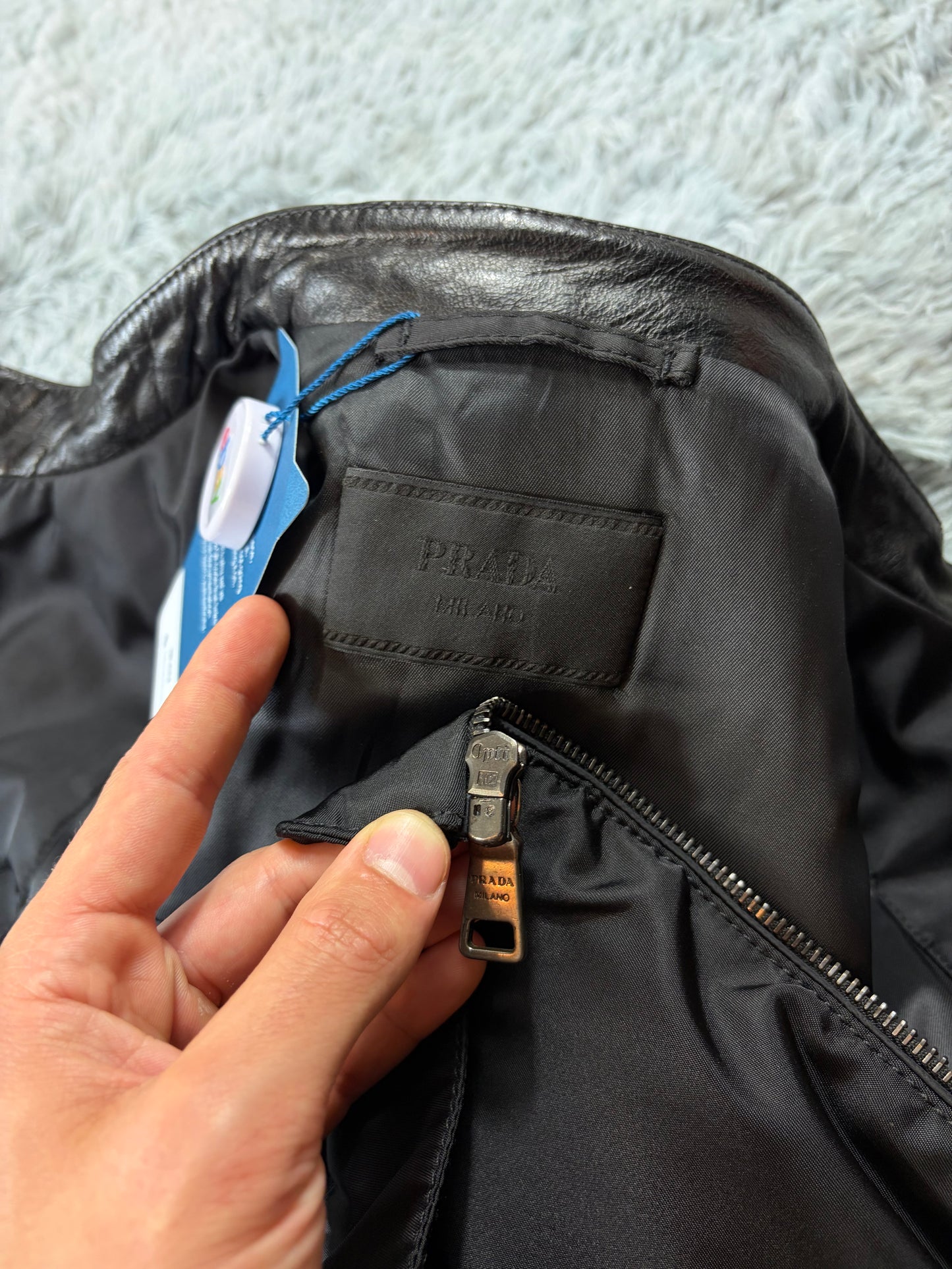 Prada Milano 2011 Gabardine Nylon Leather Hybrid Biker Jacket - S/M