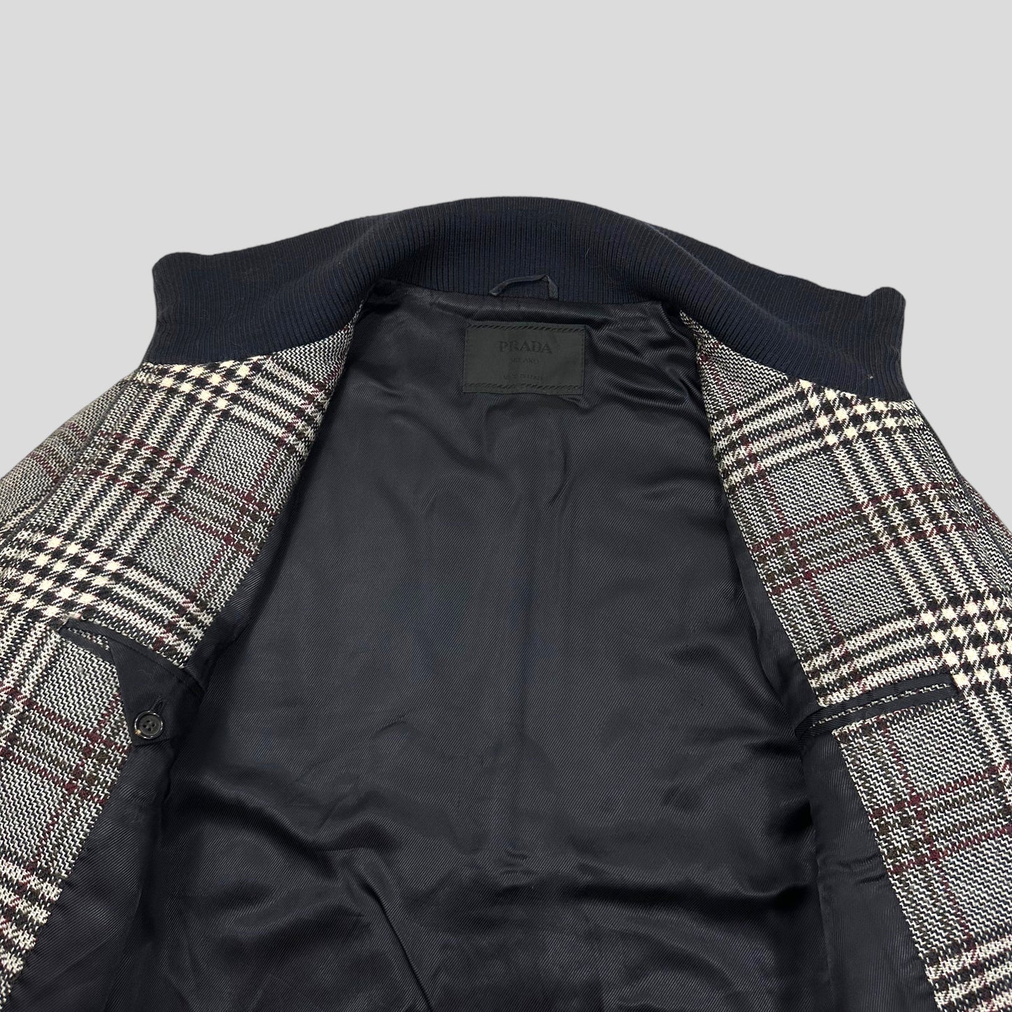 Prada Milano AW00 Virgin Wool Padded Plaid Boxy Jacket - L