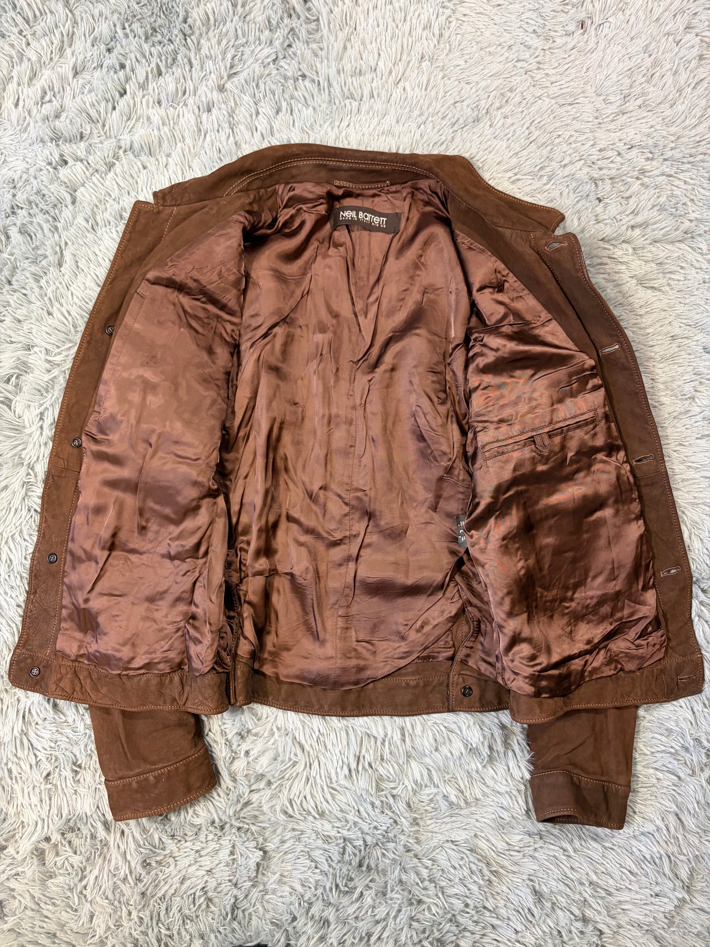 Neil Barrett 2006 Brad Pitt Suede Leather Multipocket Moto Jacket - M
