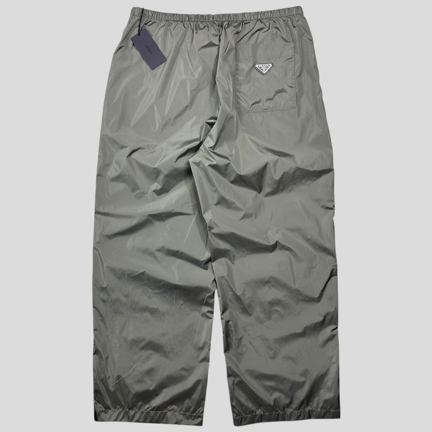 Prada 2024 Light Technical Nylon Baggy Plaque Logo Trousers - L/XL