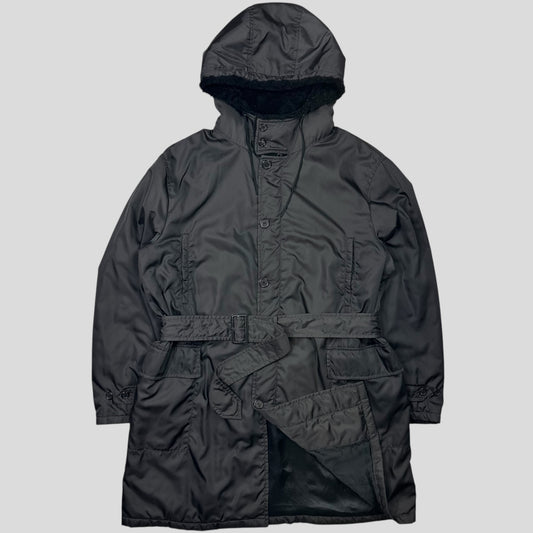 Prada Milano 00’s Sherpa Hood Padded Nylon Canvas Multipocket Coat - XXL