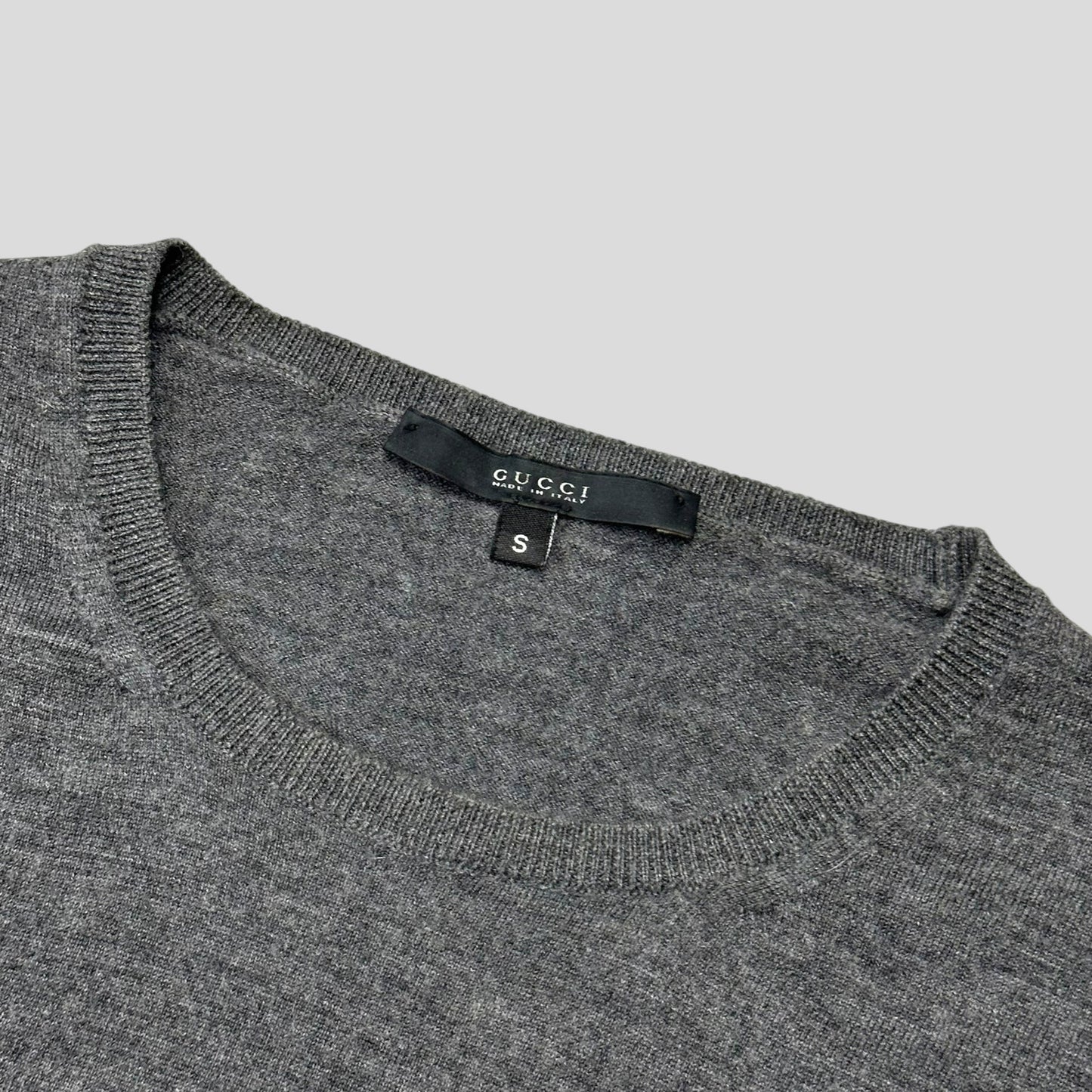 Gucci by Tom Ford 00’s Embroidered Logo Light Wool Knit - S