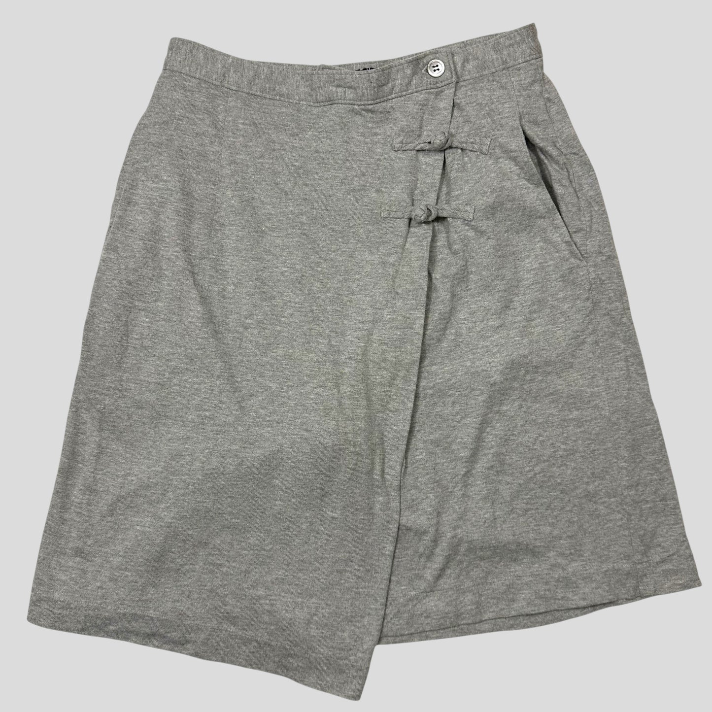Comme Des Garçons Tricot 1992 Grey Cotton Asymmetric Toggle Skirt - M