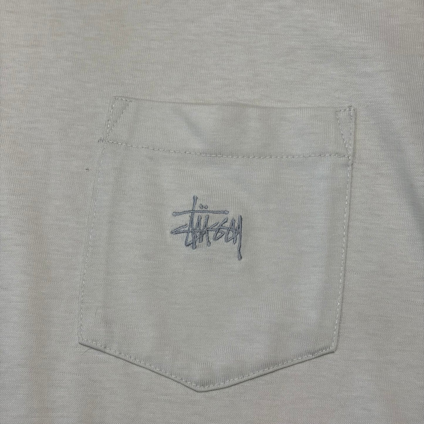 Stussy 90’s Cream Heavy Tom Tom White Tag Pocket Logo T-shirt - L/XL