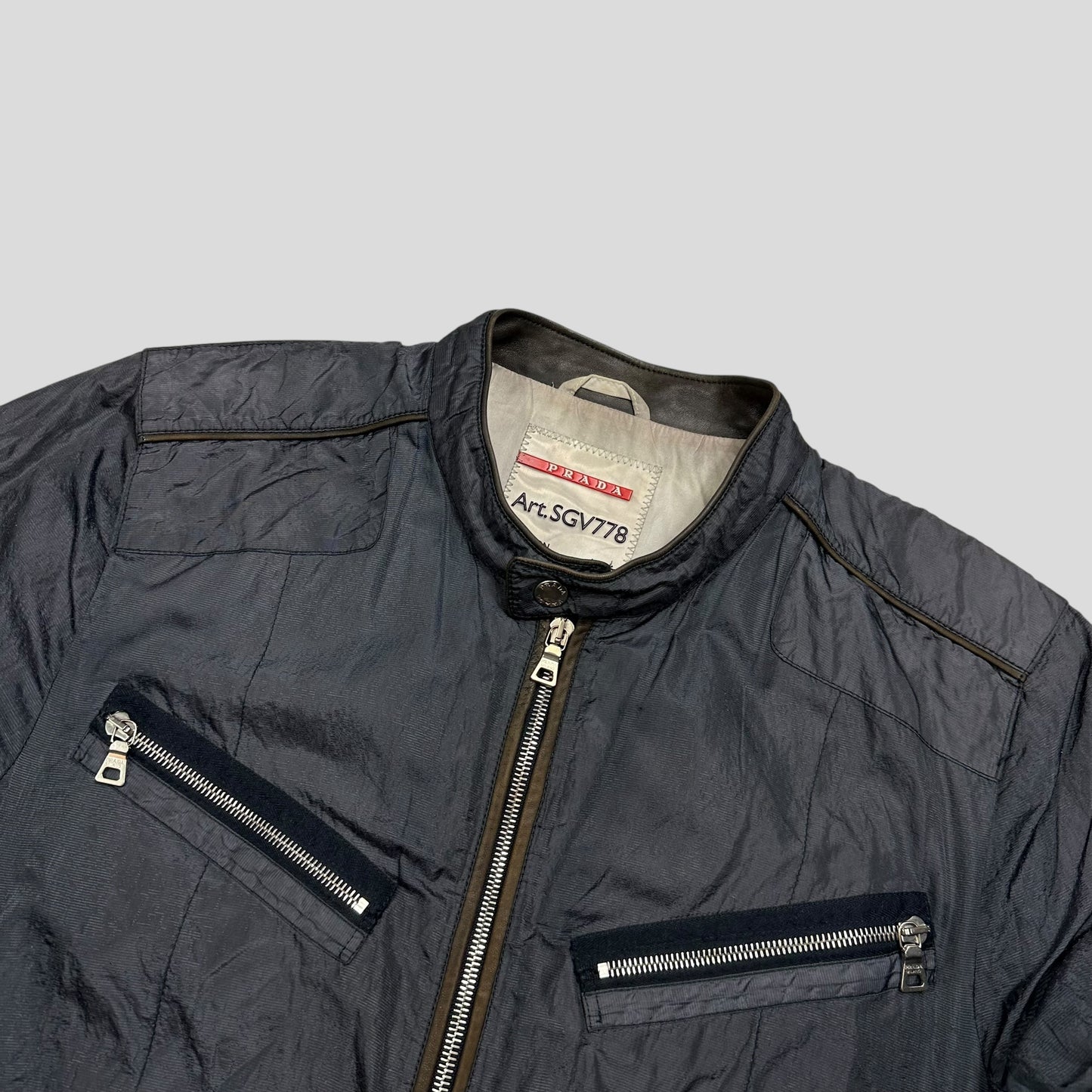 Prada Sport 00’s Metal Nylon + Leather Moto Biker Jacket - IT52 (M)