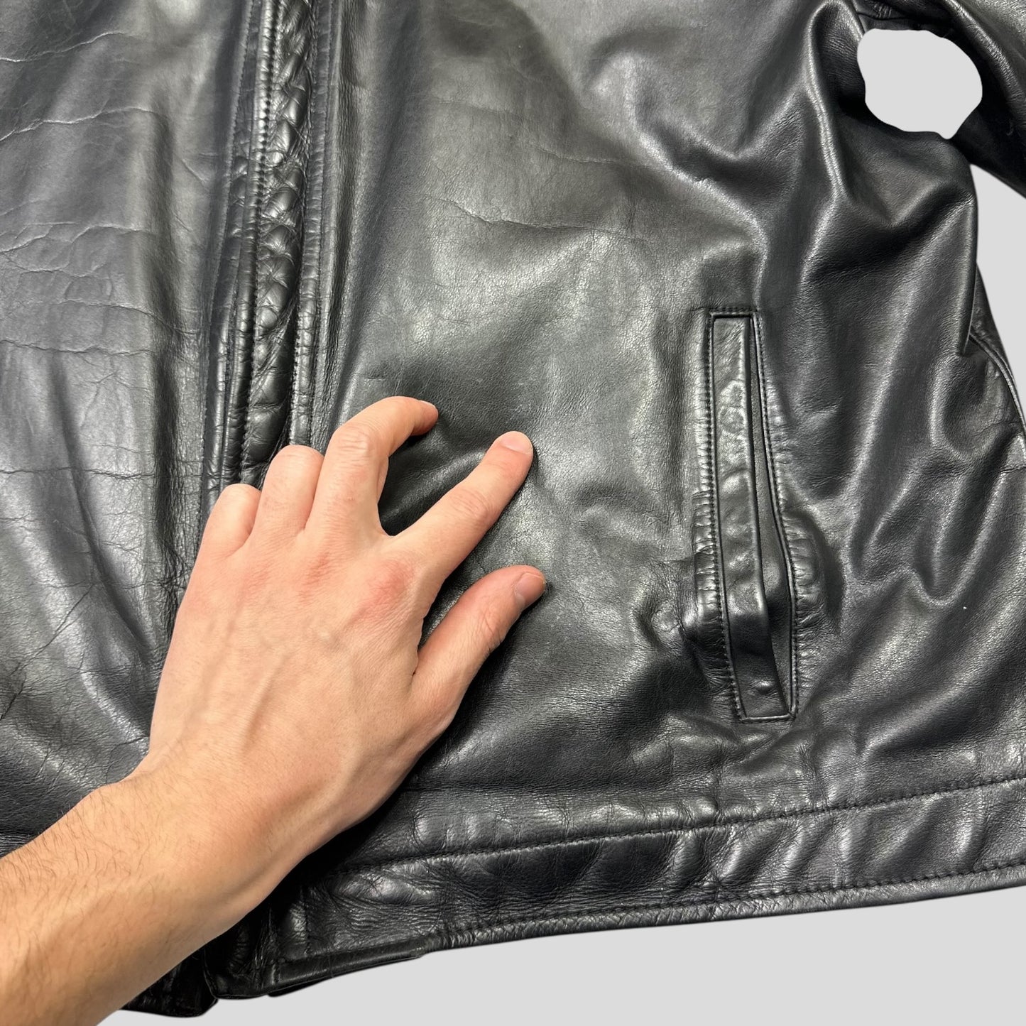 Neil Barrett 00’s Textured Padded Leather Moto Jacket - L