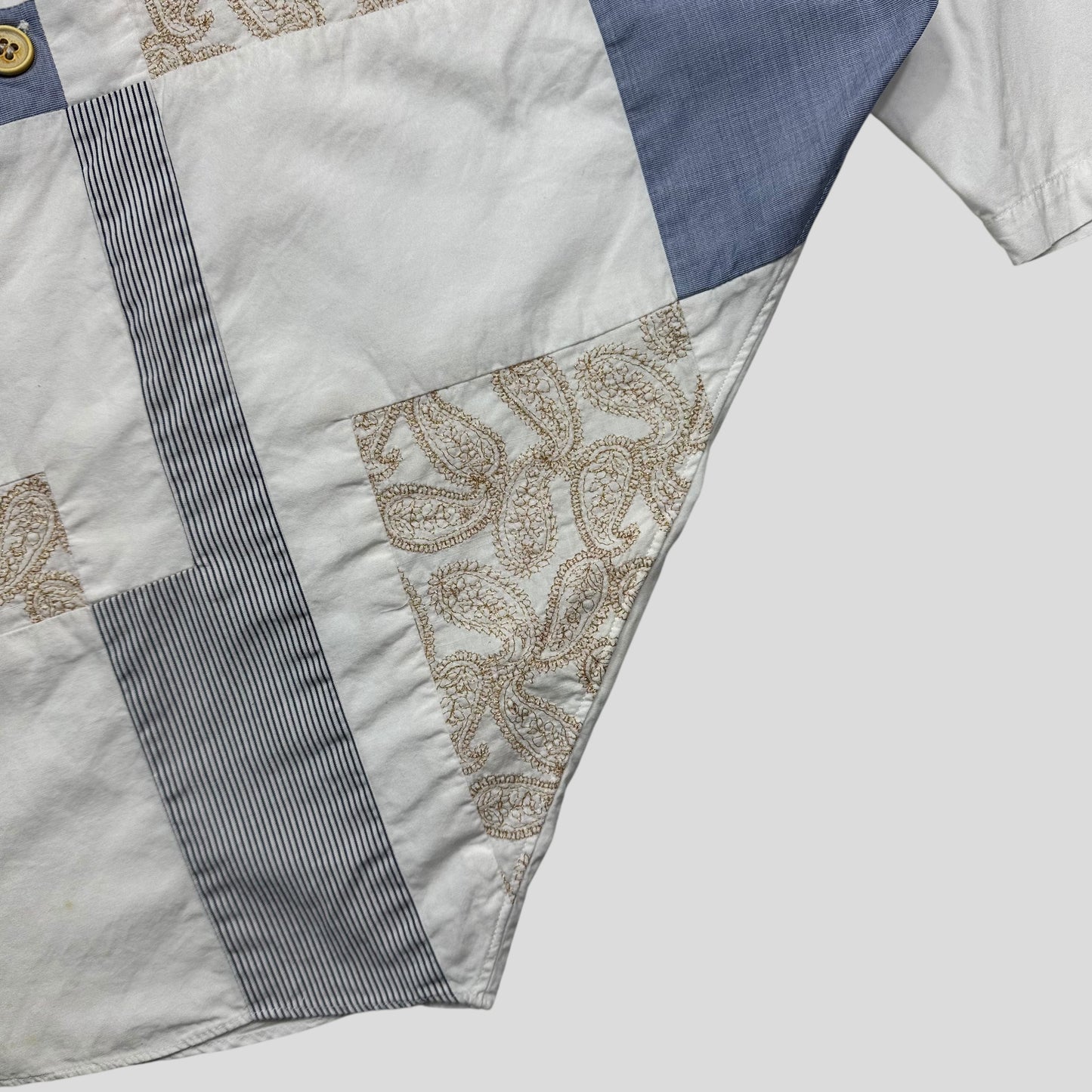 Comme Des Garçons Homme 2003 Patchwork Metallic Embroidered Shirt - M