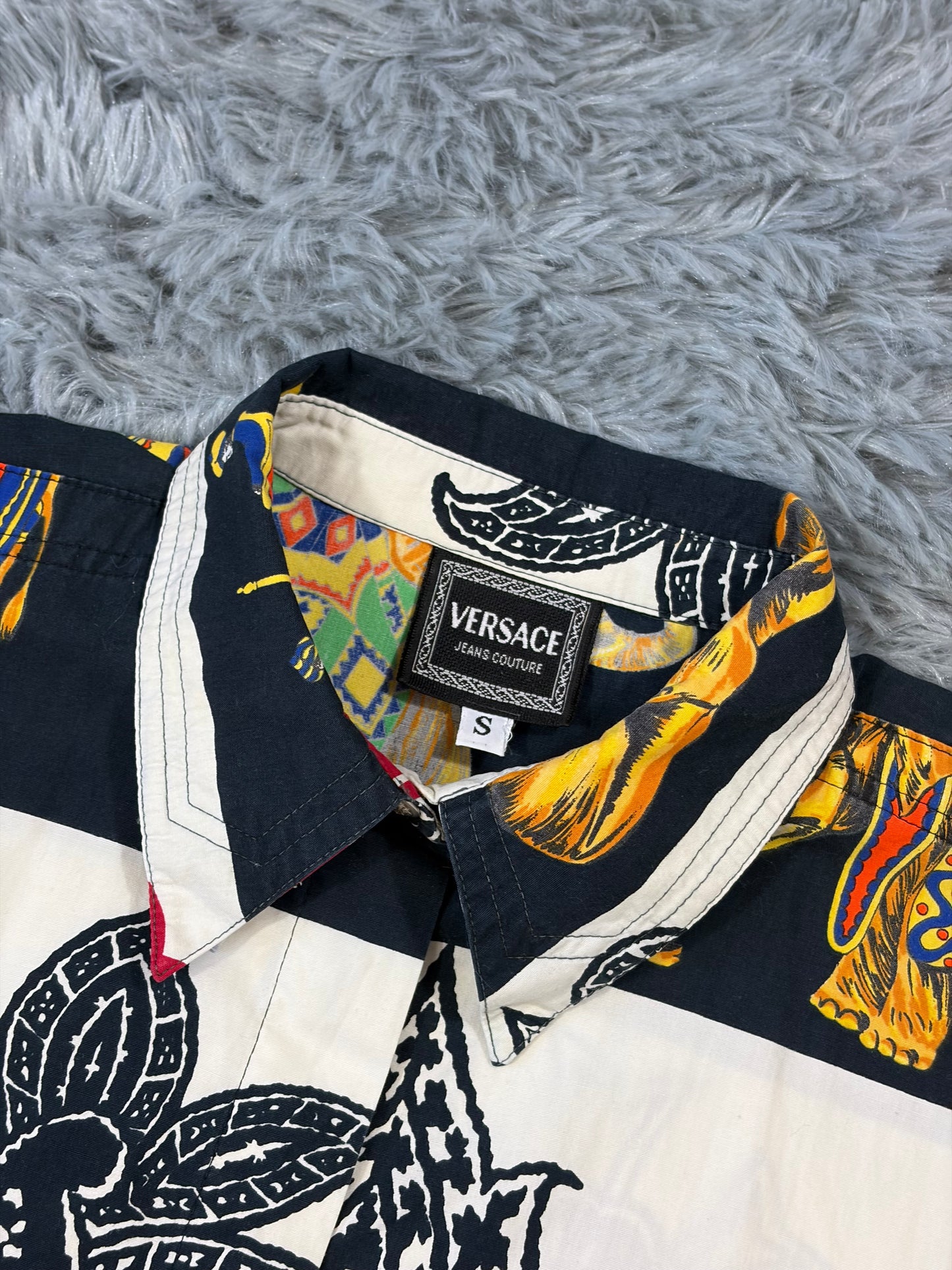 Versace VJC 90’s Regal Striped Elephant Shirt - S/M