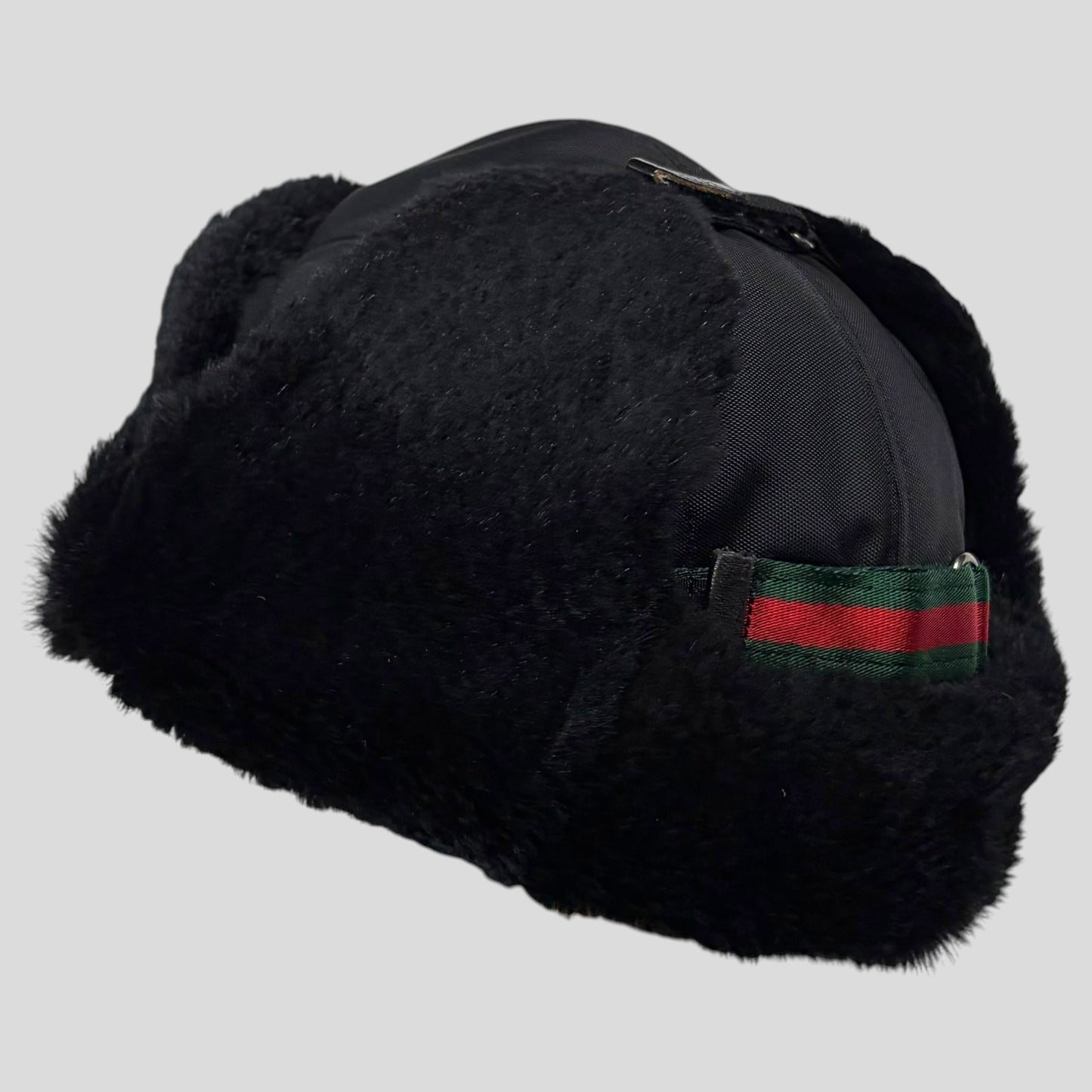 Gucci by Tom Ford 00’s Nylon Canvas Fur Trapper Hat - S