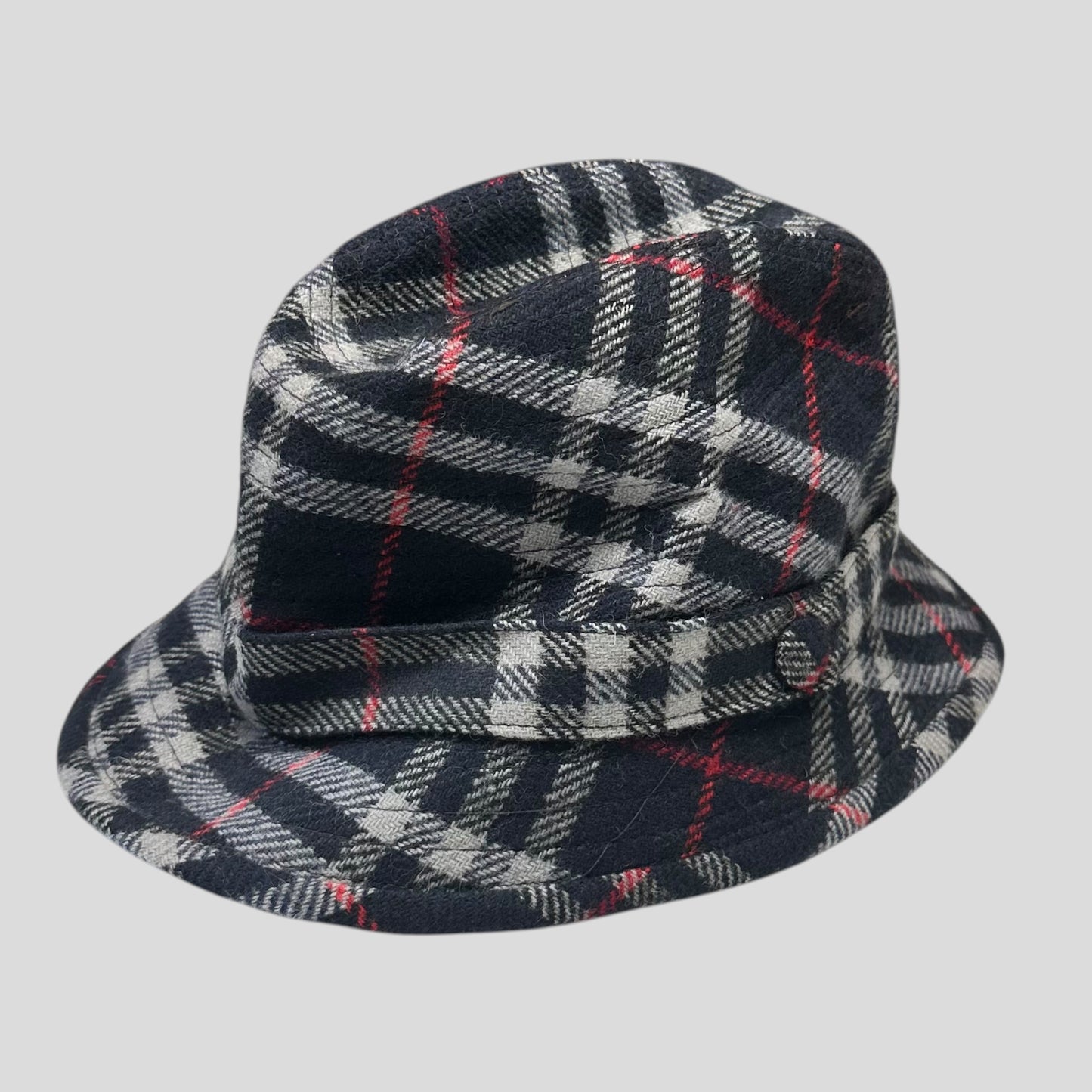 Burberrys 1980’s Nova Check Trilby Wool Bucket Hat - M/L