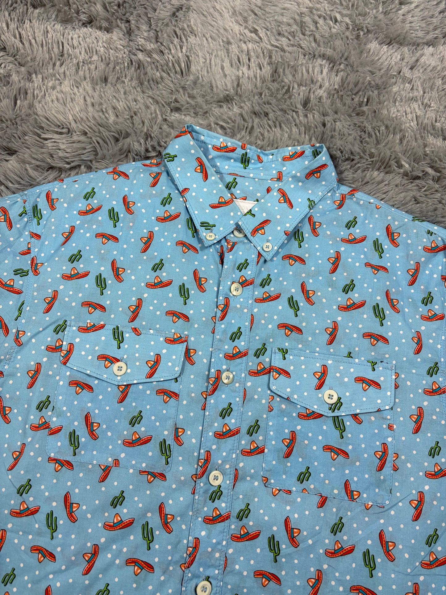 Prada 2016 Sombrero Cartoon Western Double Pocket Shirt - L