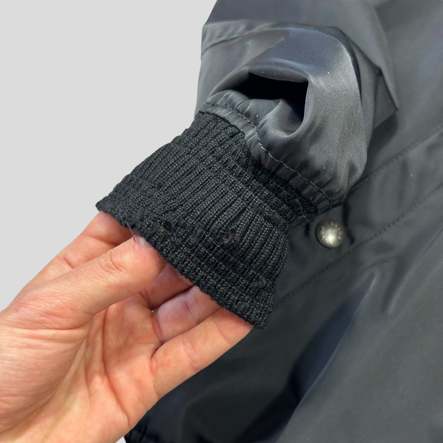 Prada Milano 2018 Black Gabardine Nylon Triangle Bomber - M