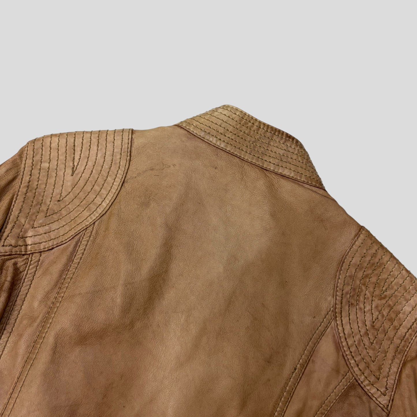 Dolce & Gabanna 2011 Antique Effect Leather Cargo Biker Jacket - M