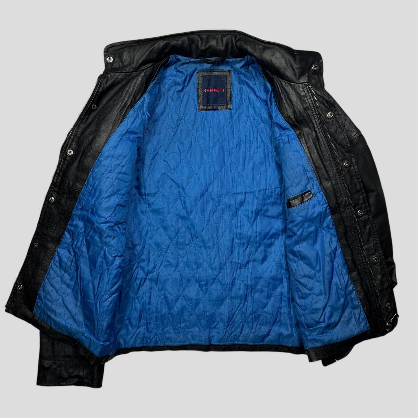 Kathrine Hamnet 00’s Nylon Hood Quilted Leather Moto Jacket - M