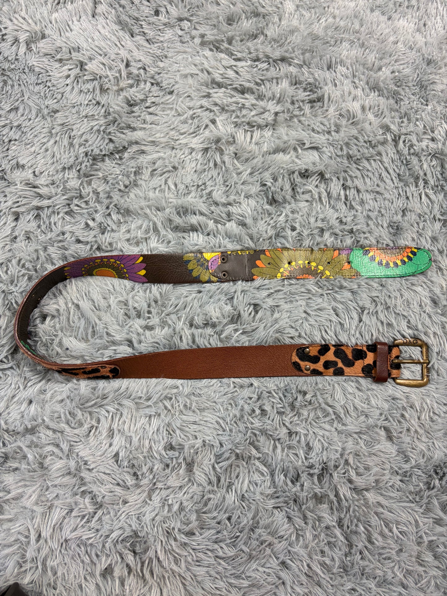 Dolce & Gabbana 00’s Pony Hair Leopard Reversible Leather Belt