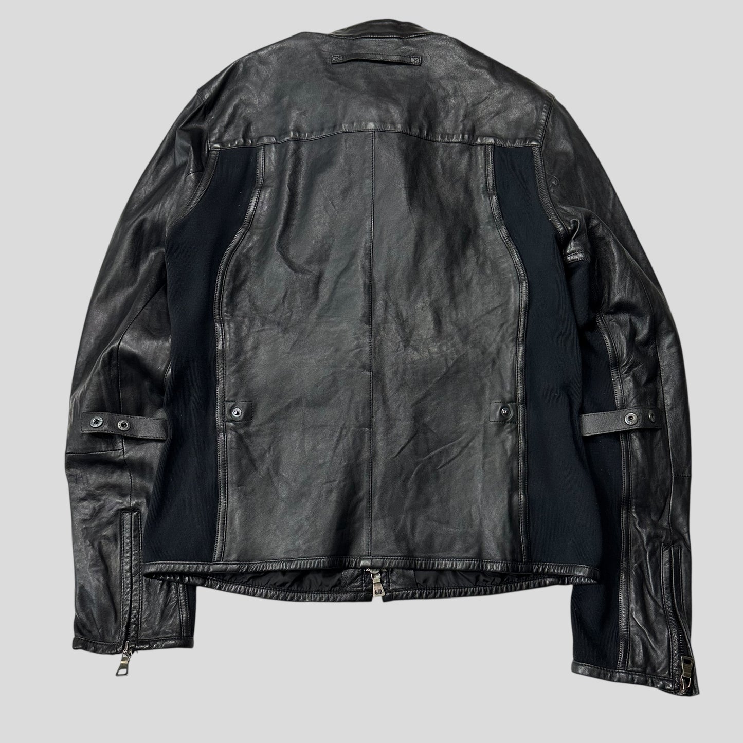 Prada Sport SS00 Leather Biker Curved Panelled Moto Jacket - IT48 (S)