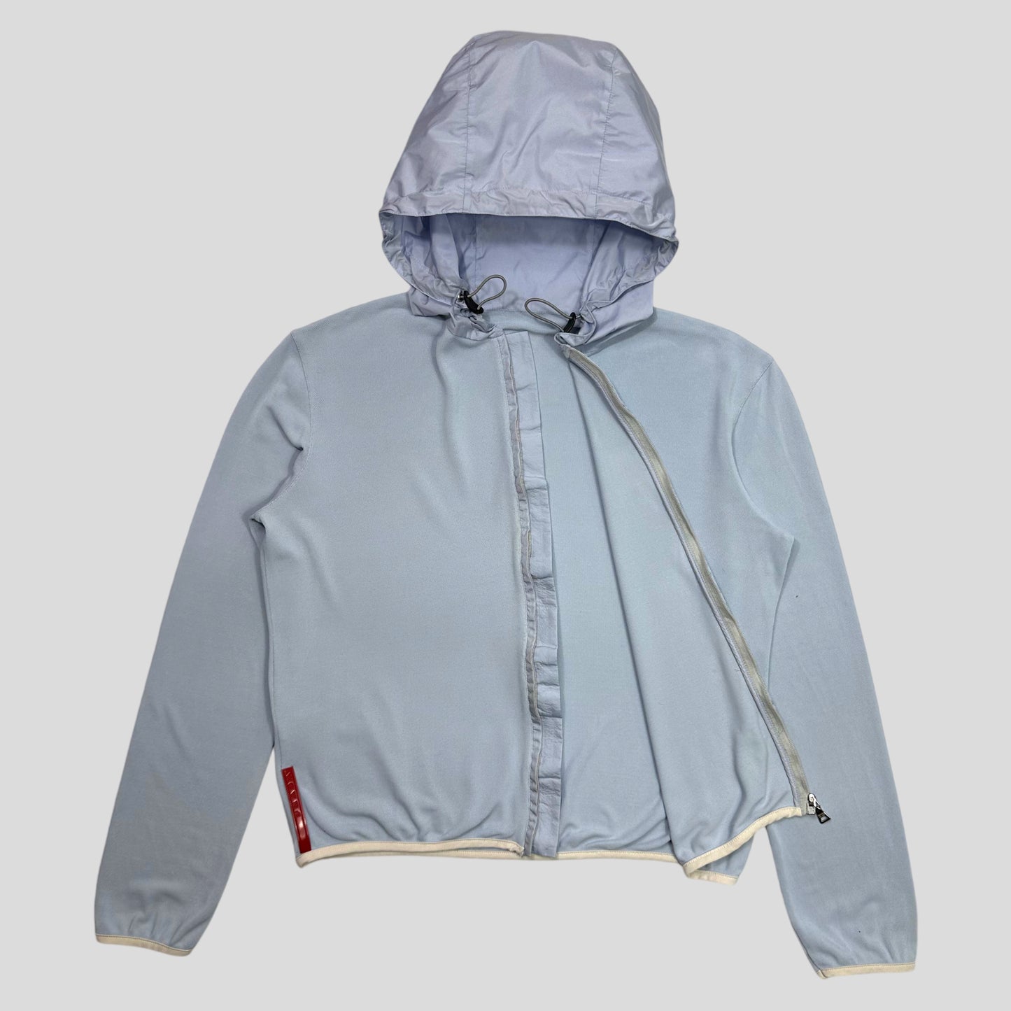 Prada Sport SS00 Baby Blue Mesh Cropped Technical Hoodie - M