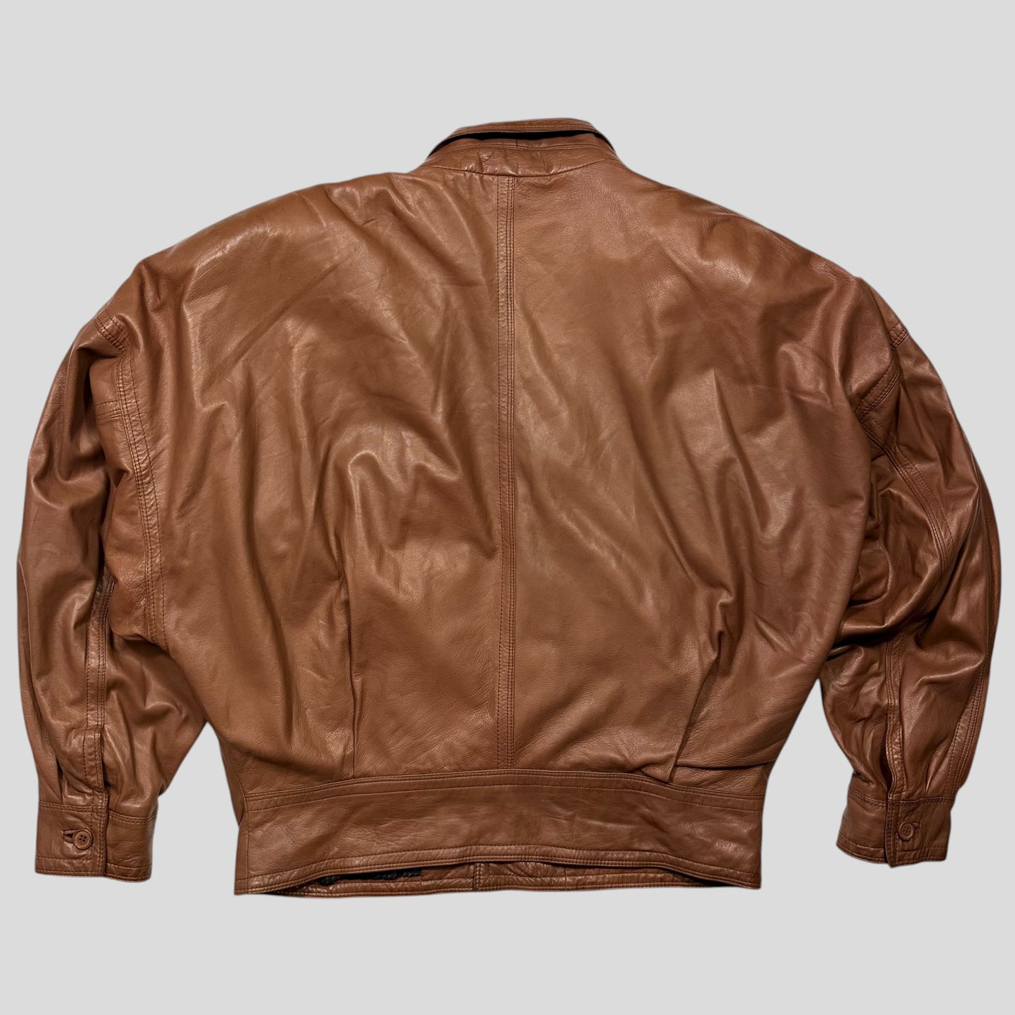 Gianni Versace 80’s Leather Kimono Open Bomber Jacket - L